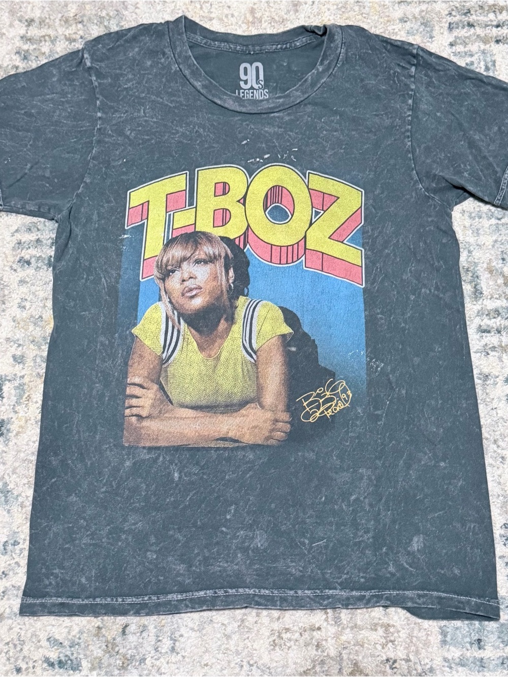 T-BOZ Graphic Band Tee in Black with Yellow & Pink Logo